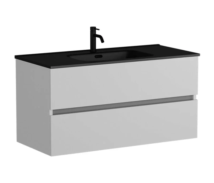 Тумба с раковиной подвесная Sancos Urban UR100W 100 см с ящиками (детальная фотография), белая