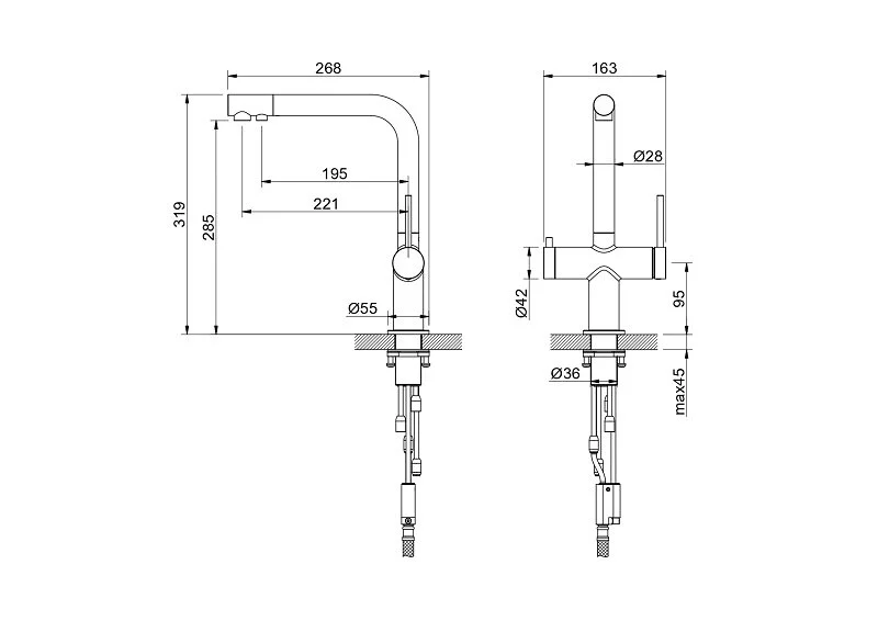 Смеситель для питьевой воды Акватек Европа оружейная сталь AQ1385BGM (детальная фотография), для кухни, для питьевой воды с фильтром