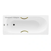 Чугунная ванна Vinsent Veron Soissons VCN1707042H/VH0015GD, 170 x 70 см, ручки золото, цвет белый