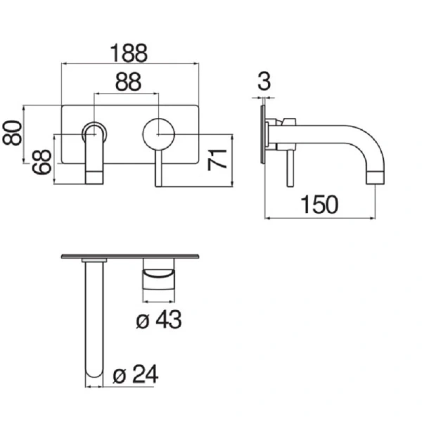 Смеситель для раковины Nobili Live черный LV00198BM (детальная фотография), для раковины