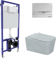 Унитаз с инсталляцией BERGES Floe кнопка хром