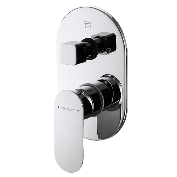 Смеситель встраиваемый в стену, три функции Bravat Gina P69194C-ENG (детальная фотография)