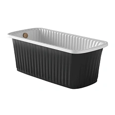 Ванна из искусственного камня Migliore Olivia Panello 174х80 см чёрная, фурнитура бронза