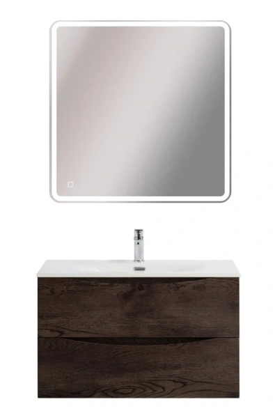 Тумба под раковину подвесная BelBagno Marino-Cer-Mini 80 см Rovere Nature Grigio MARINO-CER-MINI-800-2C-SO-RNG-P (детальная фотография), под дерево