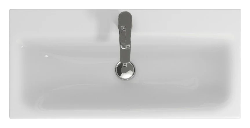 Раковина Cersanit Moduo Slim 80 см белая, 1 отверстие для смесителя S-UM-MOD80SL/1 (детальная фотография), подвесные, пристенные