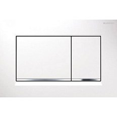 Клавиша смыва Geberit Sigma 30 белая/полоска глянцевый хром