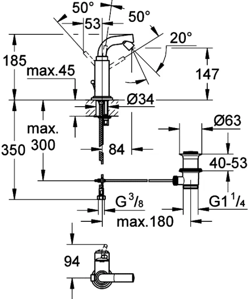 Смеситель для биде Grohe Atrio 32134001 (детальная фотография), для биде