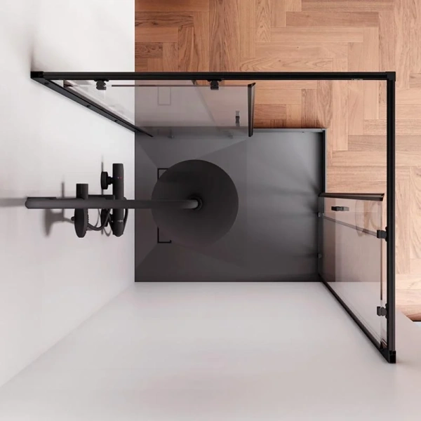 Душевой уголок Am.Pm Gem S 100x80 см профиль черный матовый, стекло прозрачное W93G-404-100280-BT (детальная фотография), 100х80