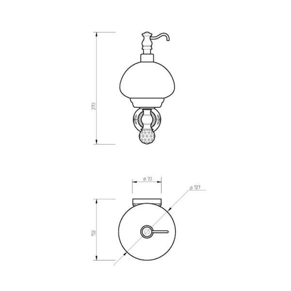 Дозатор для мыла Migliore Cristalia бронза 16766 (детальная фотография), классические, ретро, с кристаллами swarovski, декорированные