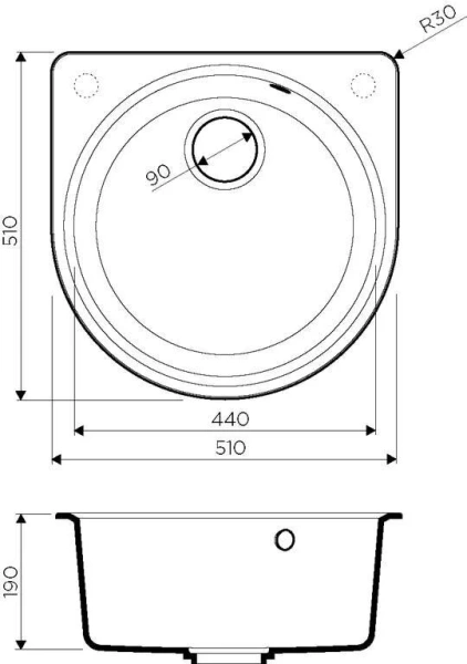 Мойка для кухни Omoikiri Akegata 51-BL 51 см черная 4993758 (детальная фотография), врезные