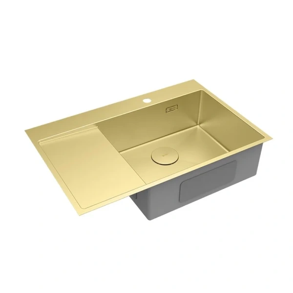 Мойка для кухни Lemark Kezadra 78 см светлое золото, левая 9938150 (детальная фотография), прямоугольной формы