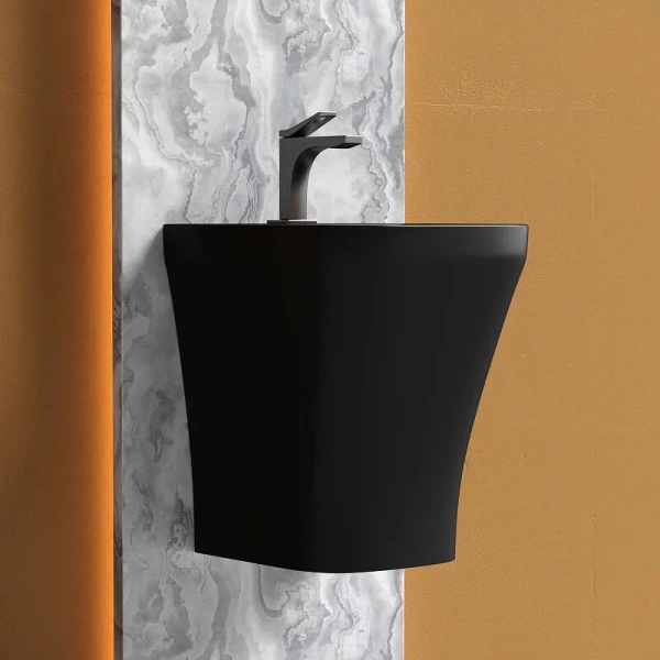 Раковина Ceramica Nova Dion 36 см моноблок, чёрная матовая CN6067MB (детальная фотография), из санфарфора