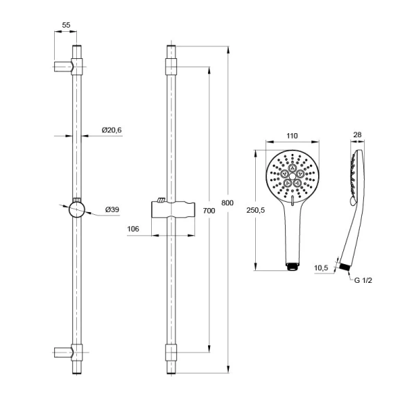 Душевой гарнитур IDDIS Torr хром TOR3F00i16 (детальная фотография), душевые гарнитуры