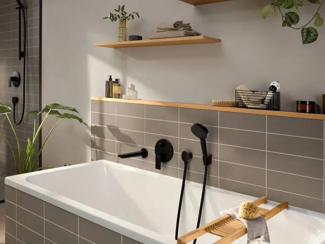 Смеситель для душа Hansgrohe Rebris черный матовый 72469670 (детальная фотография), современные, hi-tech