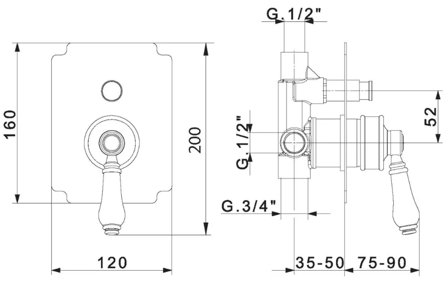Смеситель для душа Migliore Ermitage 186 с девиатором (детальная фотография), для душа