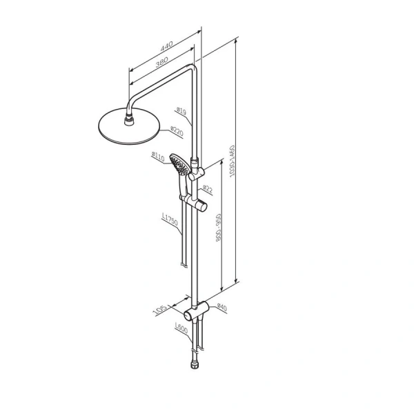 Душевая стойка Am.Pm Gem черная F0790022 (детальная фотография), современные, hi-tech