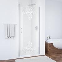 Душевая дверь профиль черный глянцевый рисунок матовый стекло прозрачное Vegas-glass