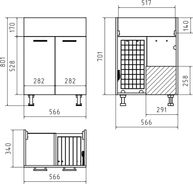 Тумба под раковину напольная Misty Классик 60 см белая Э-Кла01060-01Пр (детальная фотография), современная, hi-tech