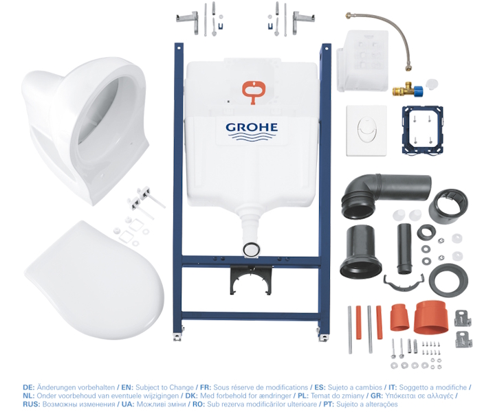 Унитаз с инсталляцией Grohe Solido Compact с белой панелью смыва 39116000 (детальная фотография), с инсталляцией index_1