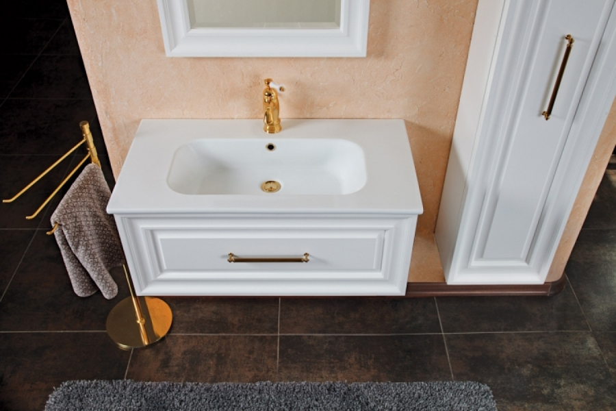 Тумба под раковину, цвет белый матовый, фурнитура золото, La Beaute Cornelia BCO85LBO.OR (детальная фотография) index_1