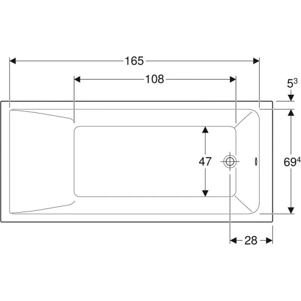 Ванна акриловая Geberit Renova Plan 554.306.01.1, 180 х 80 см, белая (детальная фотография), 180х80