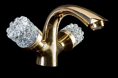 Смеситель для раковины Boheme Crystal золото