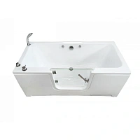 Акриловая ванна со стеклянной дверцей Радомир Грасс 3 1-01-0-0-9-340, 150 x 75 см, каркас, слив- перелив, фронтальный экран в комплекте, белая