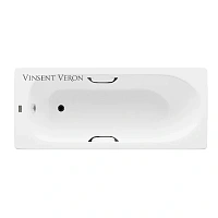 Чугунная ванна Vinsent Veron Soissons VCN1707042H/VH0012BL, 170 x 70 см, ручки черные матовые, цвет белый