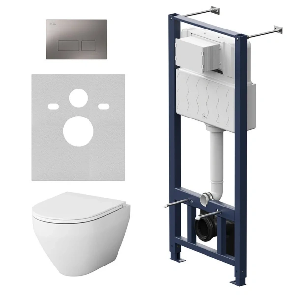 Унитаз с инсталляцией Am.Pm Awe с клавишей никель матовый IS47031.701700 (детальная фотография)