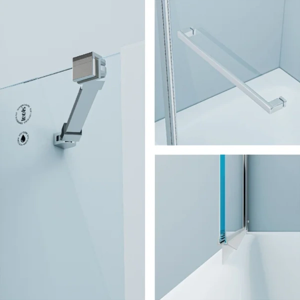 Шторка для ванны IDDIS Ray 110х140 см глянцевый алюминиевый профиль RAY6CS1i90 (детальная фотография), стеклянные