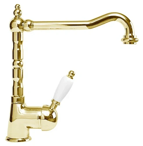 Смеситель для раковины Cezares Elite золото 24 карат, ручка белая - фото 6