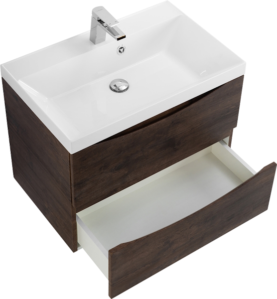 Тумба под раковину подвесная BelBagno Marino 70 см rovere moro MARINO-700-2C-SO-RW-P (детальная фотография), темно-коричневая