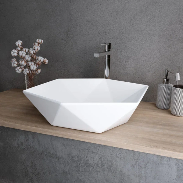 Раковина Grossman 46 см накладная GR-3029 (детальная фотография), белые