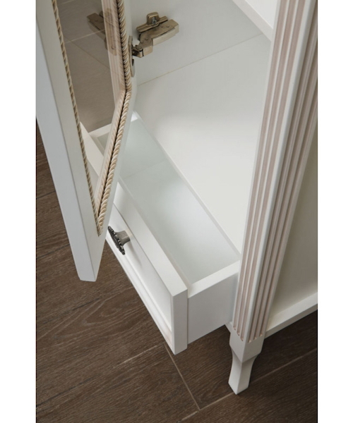 Шкаф-пенал для ванной, цвет белый с патиной матовый, фурнитура состаренное серебро, петли слева, La Beaute Vivien CVI.Sx.LBP.CR (детальная фотография), по запросу index_1