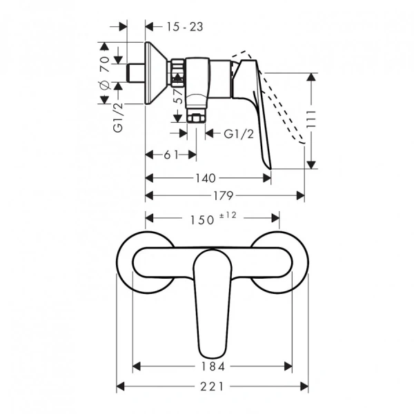 Смеситель для душа Hansgrohe Logis E хром 71602000 (детальная фотография), для душа