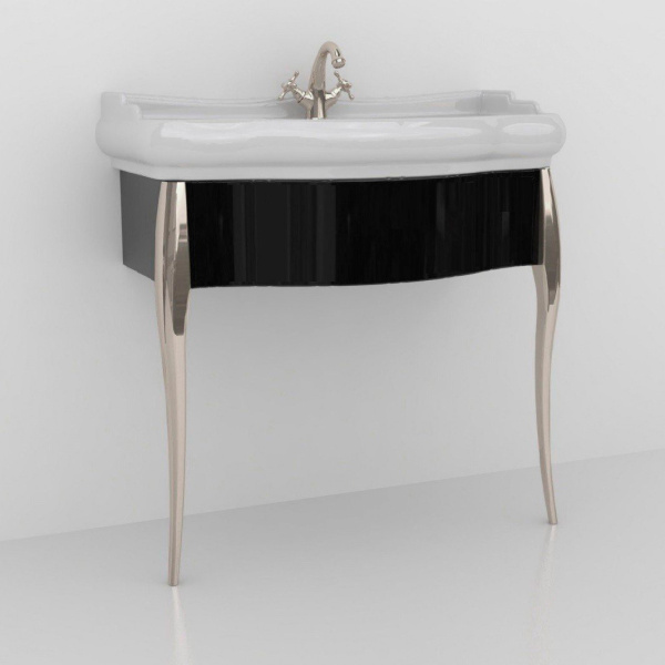 Консоль под раковину Kerasan Retro черная, ножки хром 7362K2 (детальная фотография)