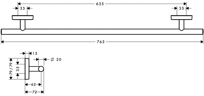 Полотенцедержатель Hansgrohe PuraVida хром 41506000 (детальная фотография), современные, hi-tech