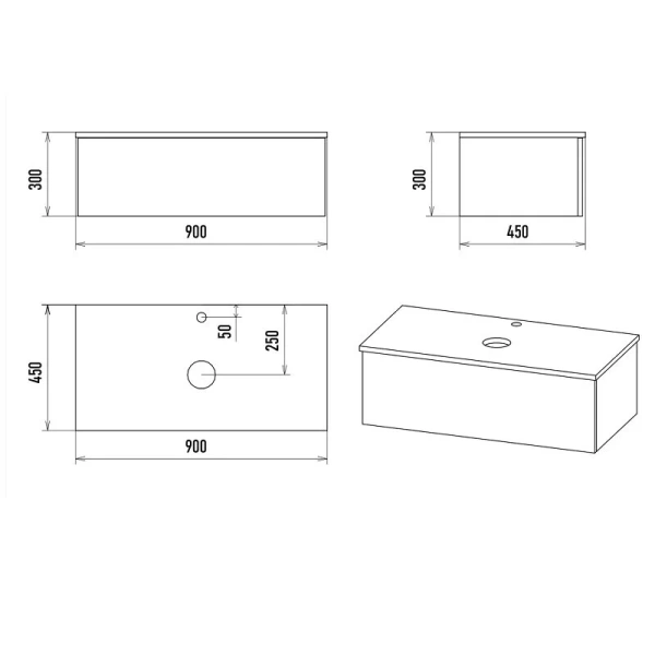 Тумба под раковину подвесная Misty Ива 90 см графит/каштан П-Ива-01090-481Я (детальная фотография), в наличии