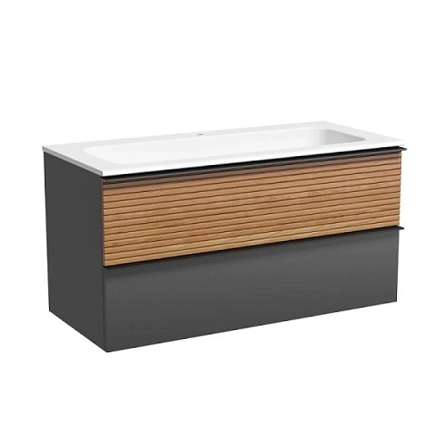 Тумба под раковину подвесная Sancos Delta 100 см дуб красный/графит - фото 1