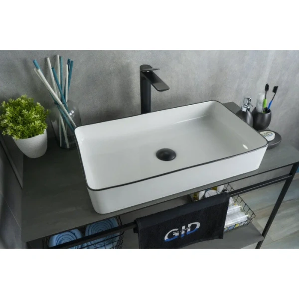 Раковина GID Geometrico Nc9399 60 см белая/черная 52225 (детальная фотография), 60 см