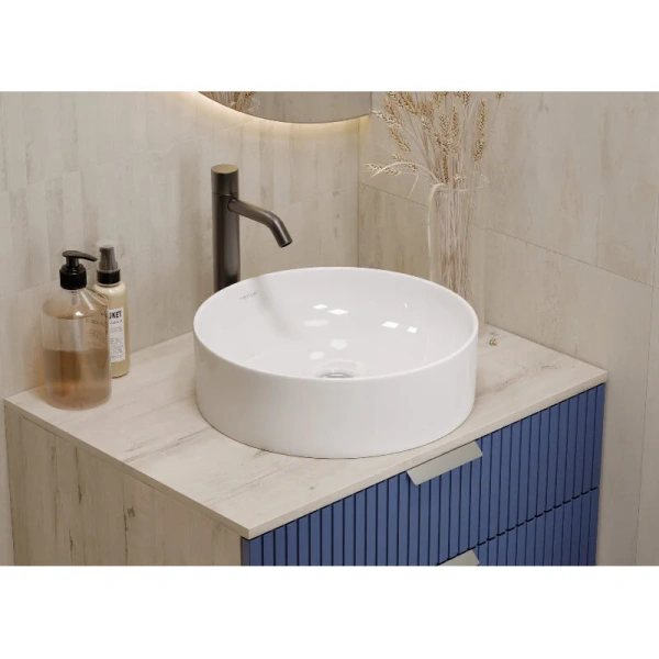 Раковина Sanita Luxe Best 40 см белая WB.CT/Best/40-N.Slim/WHT.G/S1 (детальная фотография), накладные (на столешницу)