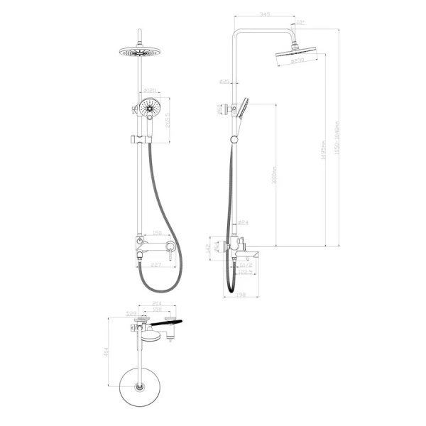 Душевая стойка Lemark Minima с поворотным изливом, хром LM3862C (детальная фотография), современные, hi-tech