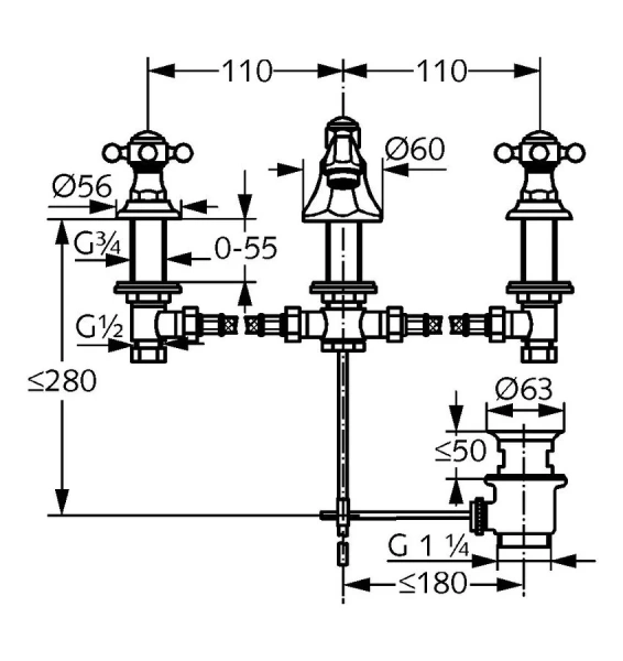 Смеситель для раковины Kludi 1926 51046 с кристаллами Swarovski (детальная фотография), для раковины