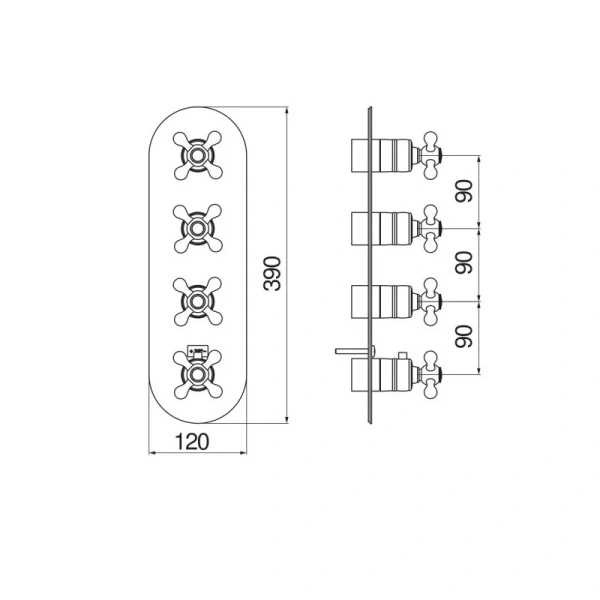 Смеситель для душа Nobili Grazia GRC5103 на 3 выхода (детальная фотография), для душа