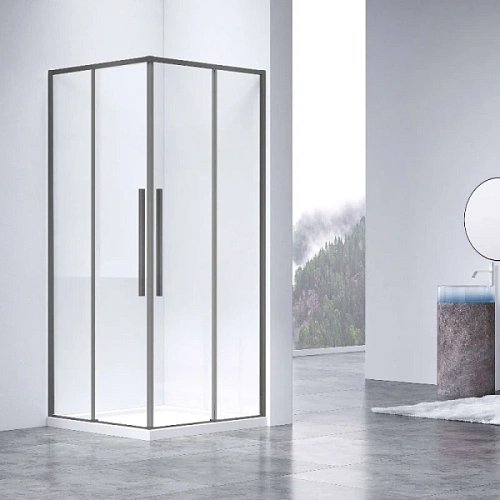 Душевой уголок Vincea Slim-N 100х80 см профиль вороненая сталь - фото 4