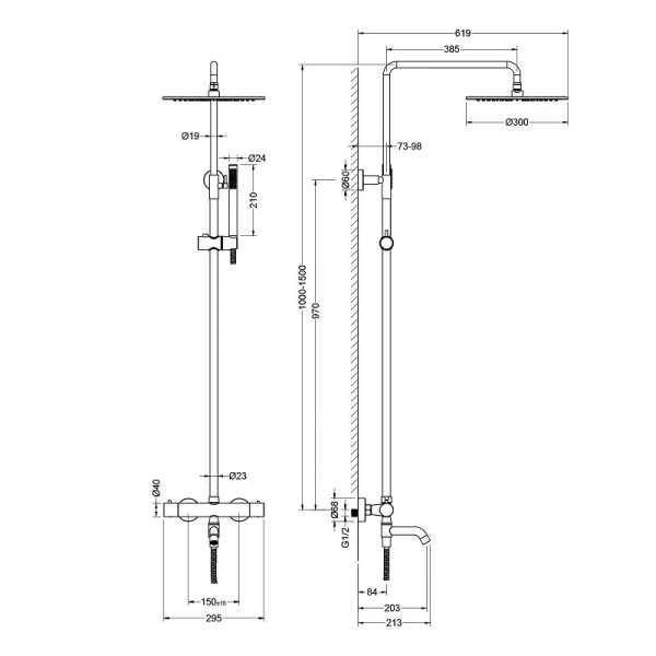 Душевая стойка Timo Saona черная SX-2380/03 (детальная фотография), современные, hi-tech