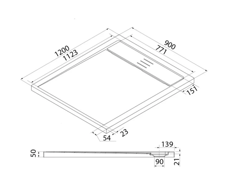 Душевой поддон IDDIS Bild 120х90 см прямоугольный BIL5WS0i22 (детальная фотография), низкие до 15 см