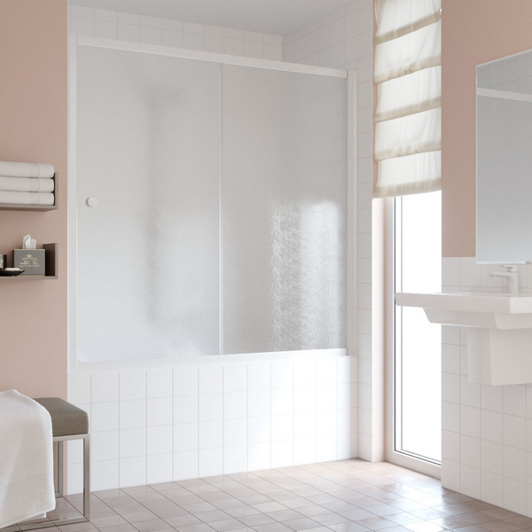 Душевая шторка на ванную профиль белый стекло шиншилла Vegas-glass ZV NOVO 170 01 02 (детальная фотография)