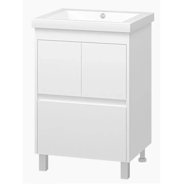 Тумба под раковину напольная Misty Алиса 55 см белая Э-Али01058-0112Я (детальная фотография), напольная, пристенная