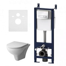 Унитаз с инсталляцией Am.Pm Gem IS302 с сиденьем микролифт и клавишей